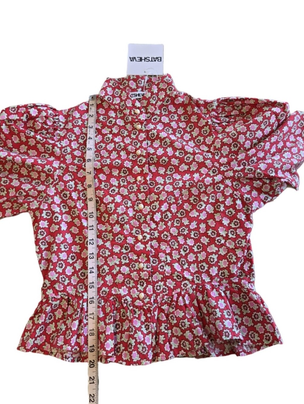 Batsheva Grace Red Floral Button Cotton Blouse Women's 0 NWT New - Picture 10 of 16